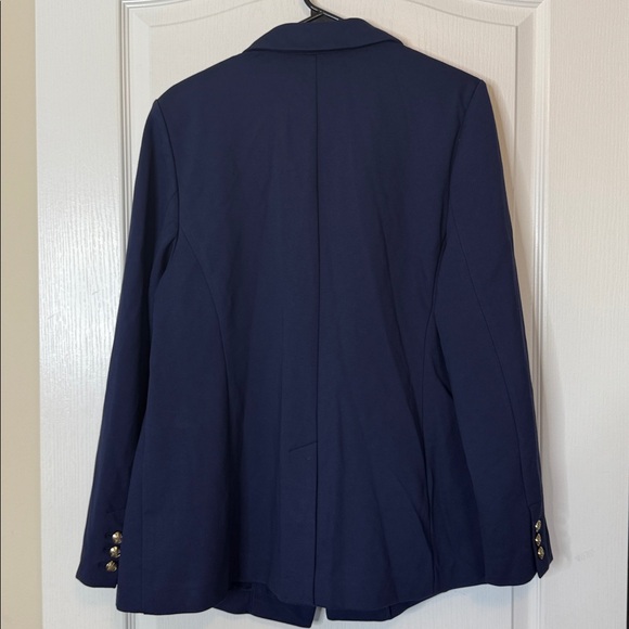 On 34th Faux Double Breasted Ponte Knit Blazer Navy Blue 1X - Picture 9 of 12